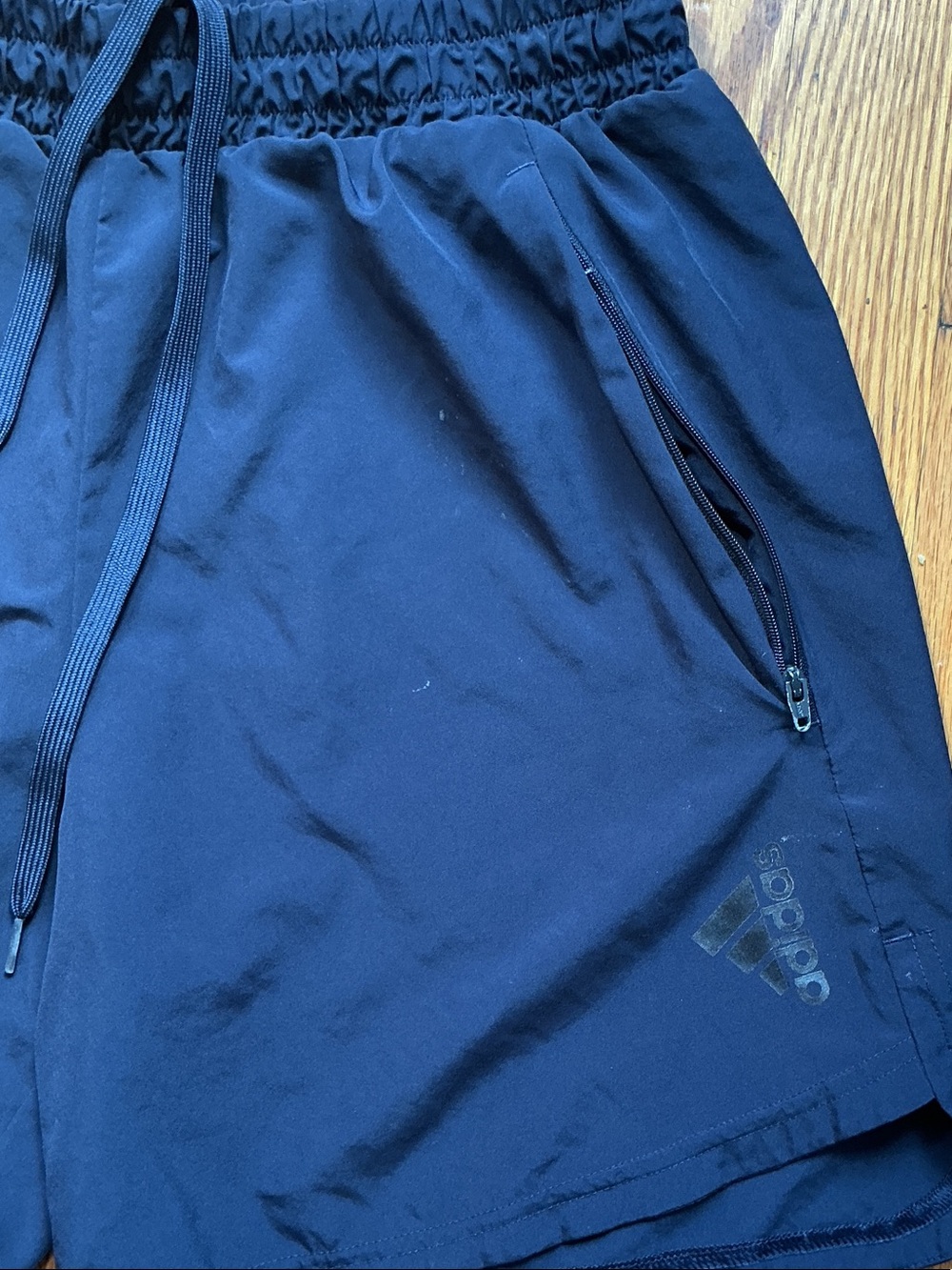 adidas Men’s Navy Athletic Shorts with Drawstring - Picture 2 of 3